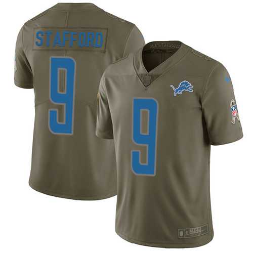 Nike Detroit Lions #9 Matthew Stafford Olive Men's Stitched NFL Limited 2017 Salute to Service Jersey