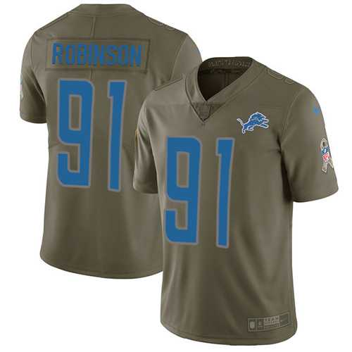 Nike Detroit Lions #91 A'Shawn Robinson Olive Men's Stitched NFL Limited 2017 Salute to Service Jersey
