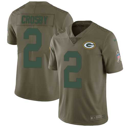 Nike Green Bay Packers #2 Mason Crosby Olive Men's Stitched NFL Limited 2017 Salute To Service Jersey