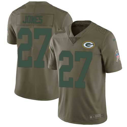 Nike Green Bay Packers #27 Josh Jones Olive Men's Stitched NFL Limited 2017 Salute To Service Jersey