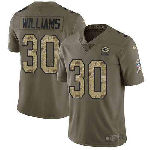 Nike Green Bay Packers #30 Jamaal Williams Olive Camo Men's Stitched NFL Limited 2017 Salute To Service Jersey
