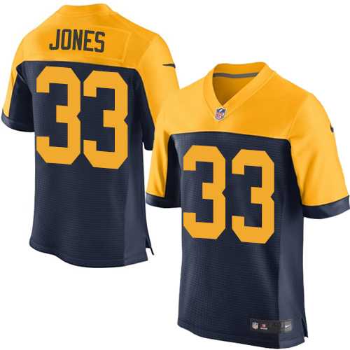 Nike Green Bay Packers #33 Aaron Jones Navy Blue Alternate Men's Stitched NFL New Elite Jersey