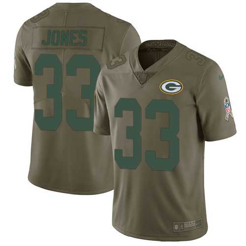 Nike Green Bay Packers #33 Aaron Jones Olive Men's Stitched NFL Limited 2017 Salute To Service Jersey