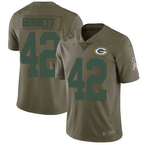 Nike Green Bay Packers #42 Morgan Burnett Olive Men's Stitched NFL Limited 2017 Salute To Service Jersey