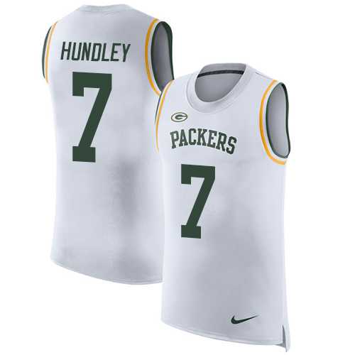 Nike Green Bay Packers #7 Brett Hundley White Men's Stitched NFL Limited Rush Tank Top Jersey