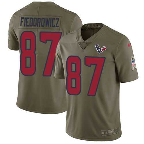 Nike Houston Texans #87 C.J. Fiedorowicz Olive Men's Stitched NFL Limited 2017 Salute to Service Jersey