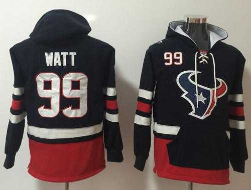 Nike Houston Texans #99 J.J. Watt Navy Blue Red Name & Number Pullover NFL Hoodie