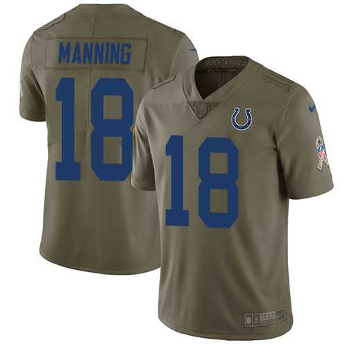Nike Indianapolis Colts #18 Peyton Manning Olive Men's Stitched NFL Limited 2017 Salute to Service Jersey