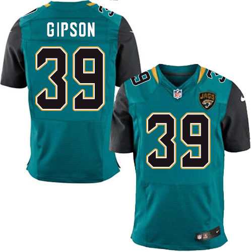 Nike Jacksonville Jaguars #39 Tashaun Gipson Teal Green Team Color Men's Stitched NFL Elite Jersey