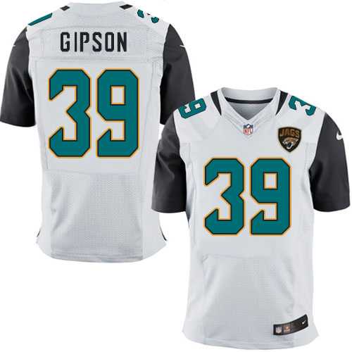 Nike Jacksonville Jaguars #39 Tashaun Gipson White Men's Stitched NFL Elite Jersey