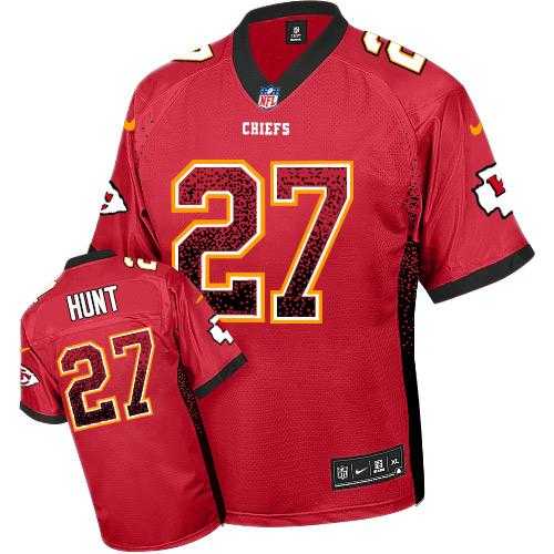 Nike Kansas City Chiefs #27 Kareem Hunt Red Team Color Men's Stitched NFL Elite Drift Fashion Jersey