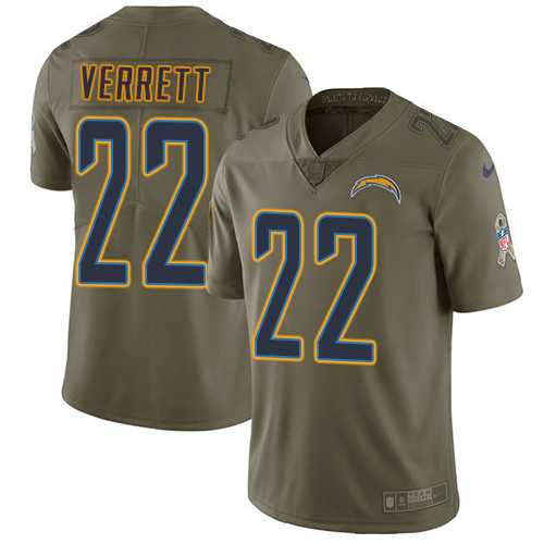 Nike Los Angeles Chargers #22 Jason Verrett Olive Men's Stitched NFL Limited 2017 Salute to Service Jersey