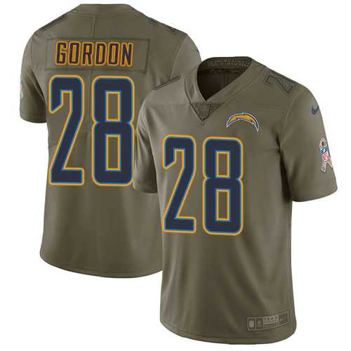 Nike Los Angeles Chargers #28 Melvin Gordon Olive Men's Stitched NFL Limited 2017 Salute to Service Jersey