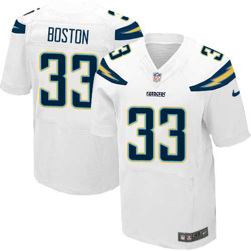 Nike Los Angeles Chargers #33 Tre Boston White Men's Stitched NFL New Elite Jersey