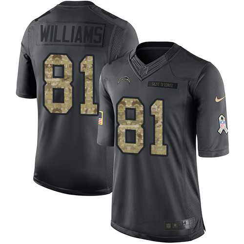 Nike Los Angeles Chargers #81 Mike Williams Black Men's Stitched NFL Limited 2016 Salute to Service Jersey