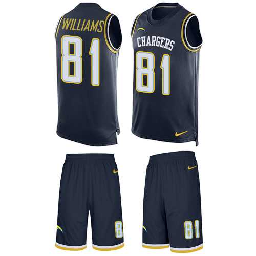 Nike Los Angeles Chargers #81 Mike Williams Navy Blue Team Color Men's Stitched NFL Limited Tank Top Suit Jersey