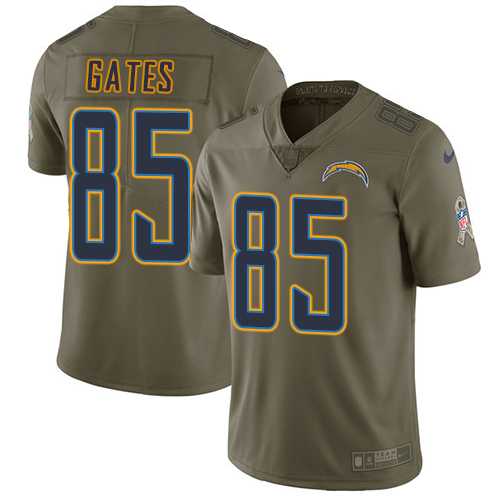 Nike Los Angeles Chargers #85 Antonio Gates Olive Men's Stitched NFL Limited 2017 Salute to Service Jersey