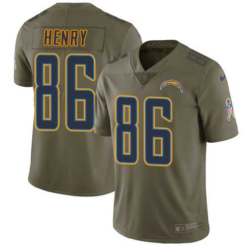 Nike Los Angeles Chargers #86 Hunter Henry Olive Men's Stitched NFL Limited 2017 Salute to Service Jersey