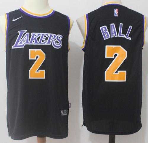Nike Los Angeles Lakers #2 Lonzo Ball Black Stitched NBA