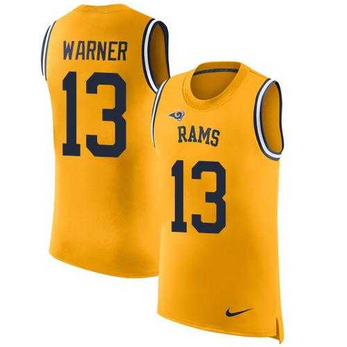 Nike Los Angeles Rams #13 Kurt Warner Gold Men's Stitched NFL Limited Rush Tank Top Jersey