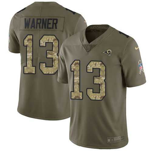Nike Los Angeles Rams #13 Kurt Warner Olive Camo Men's Stitched NFL Limited 2017 Salute To Service Jersey