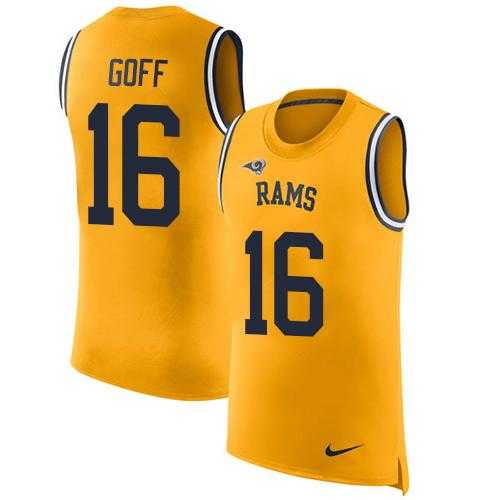 Nike Los Angeles Rams #16 Jared Goff Gold Men's Stitched NFL Limited Rush Tank Top Jersey