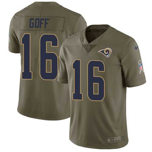 Nike Los Angeles Rams #16 Jared Goff Olive Men's Stitched NFL Limited 2017 Salute to Service Jersey