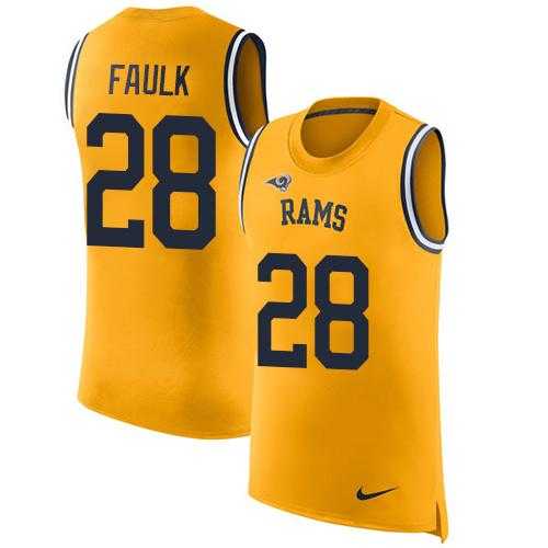 Nike Los Angeles Rams #28 Marshall Faulk Gold Men's Stitched NFL Limited Rush Tank Top Jersey