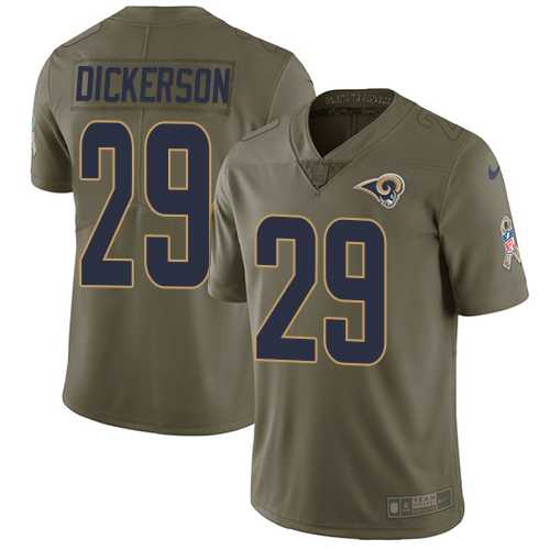 Nike Los Angeles Rams #29 Eric Dickerson Olive Men's Stitched NFL Limited 2017 Salute to Service Jersey
