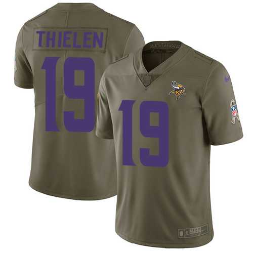 Nike Minnesota Vikings #19 Adam Thielen Olive Men's Stitched NFL Limited 2017 Salute to Service Jersey