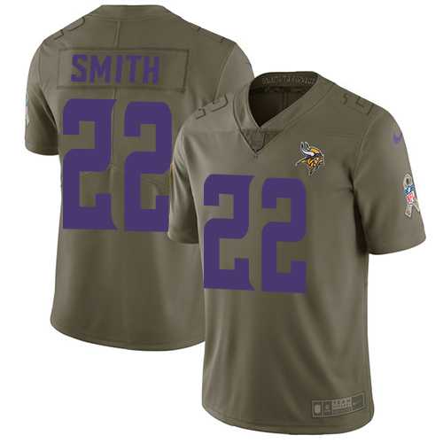 Nike Minnesota Vikings #22 Harrison Smith Olive Men's Stitched NFL Limited 2017 Salute to Service Jersey