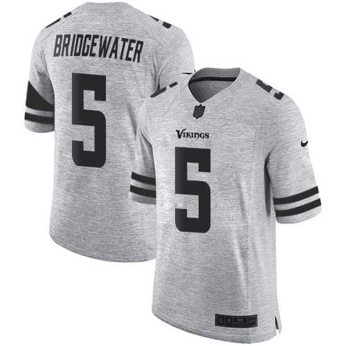 Nike Minnesota Vikings #5 Teddy Bridgewater Gray Men's Stitched NFL Limited Gridiron Gray II Jersey