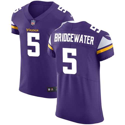 Nike Minnesota Vikings #5 Teddy Bridgewater Purple Team Color Men's Stitched NFL Vapor Untouchable Elite Jersey