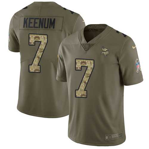 Nike Minnesota Vikings #7 Case Keenum Olive Camo Men's Stitched NFL Limited 2017 Salute To Service Jersey