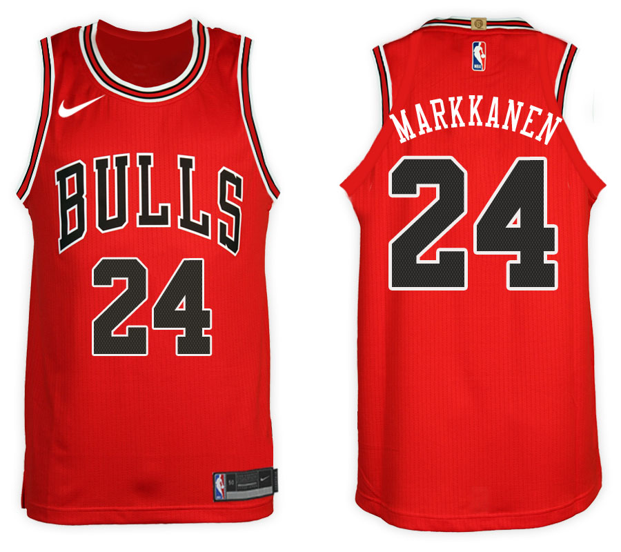 Nike NBA Chicago Bulls #24 Lauri Markkanen Jersey 2017-18 New Season Red Jersey