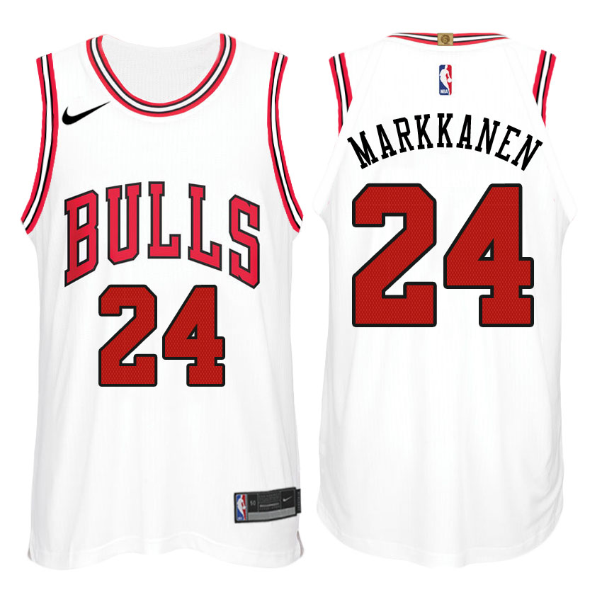Nike NBA Chicago Bulls #24 Lauri Markkanen Jersey 2017-18 New Season White Jersey