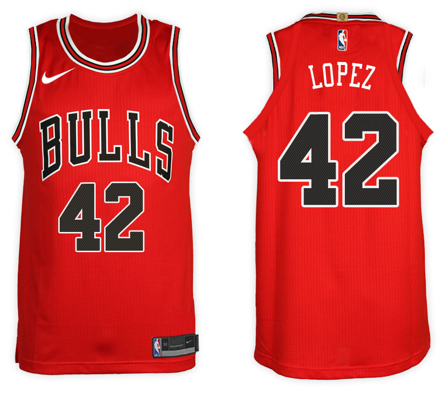 Nike NBA Chicago Bulls #42 Robin Lopez Jersey 2017-18 New Season Red Jersey