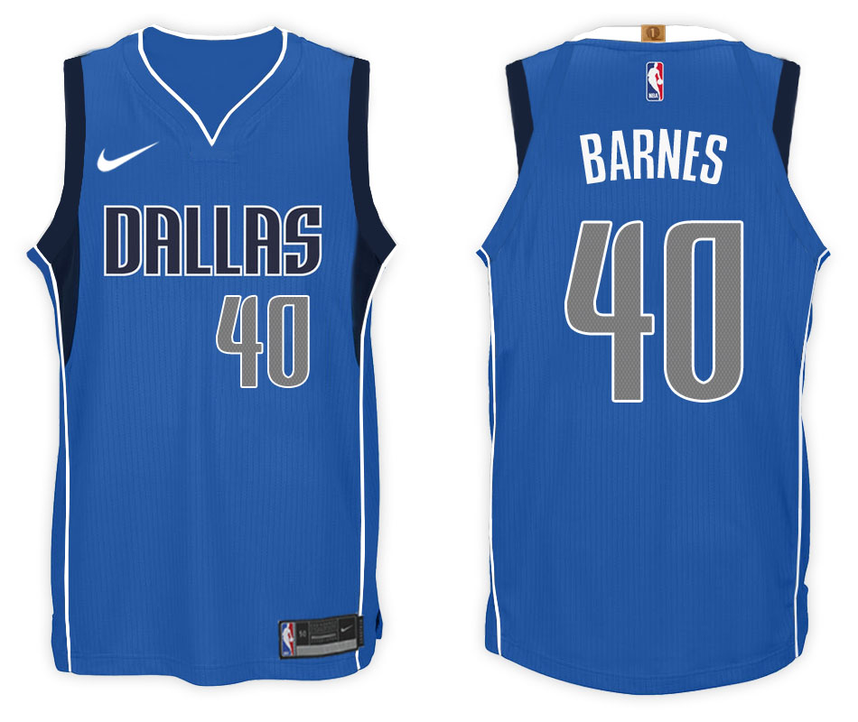Nike NBA Dallas Mavericks #40 Harrison Barnes Jersey 2017-18 New Season Blue Jersey
