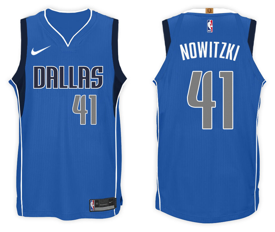 Nike NBA Dallas Mavericks #41 Dirk Nowitzki Jersey 2017-18 New Season Blue Jersey