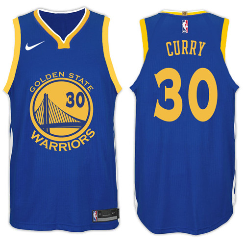 Nike NBA Golden State Warriors #30 Stephen Curry Jersey 2017-18 New Season Blue Jersey