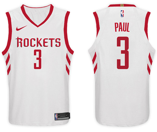 Nike NBA Houston Rockets #3 Chris Paul Jersey 2017-18 New Season White Jersey