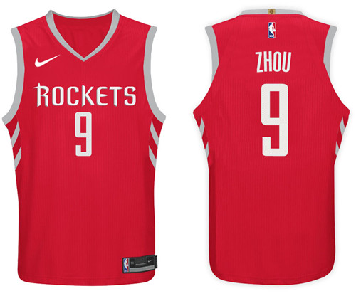 Nike NBA Houston Rockets #9 Zhou Qi Jersey 2017-18 New Season Red Jersey