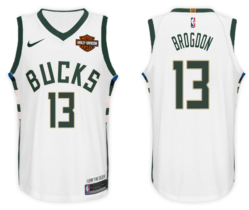 Nike NBA Milwaukee Bucks #13 Malcolm Brogdon Jersey 2017-18 New Season White Jersey