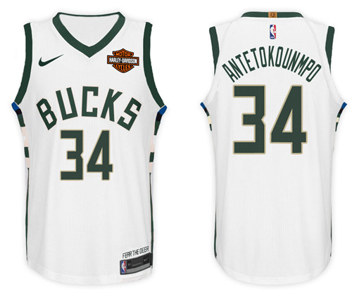 Nike NBA Milwaukee Bucks #34 Giannis Antetokounmpo Jersey 2017-18 New Season White Jersey