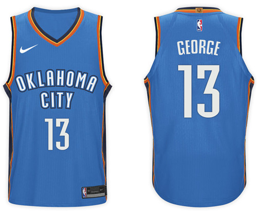 Nike NBA Oklahoma City Thunder #13 Paul George Jersey 2017-18 New Season Blue Jersey
