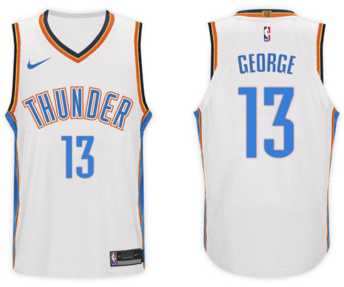 Nike NBA Oklahoma City Thunder #13 Paul George Jersey 2017-18 New Season White Jersey