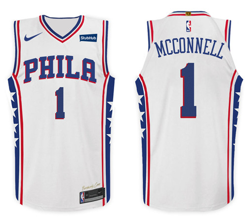 Nike NBA Philadelphia 76ers #1 T.J. McConnell Jersey 2017-18 New Season White Jersey