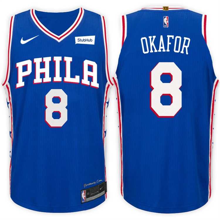 Nike NBA Philadelphia 76ers #8 Jahlil Okafor Jersey 2017-18 New Season Blue Jersey