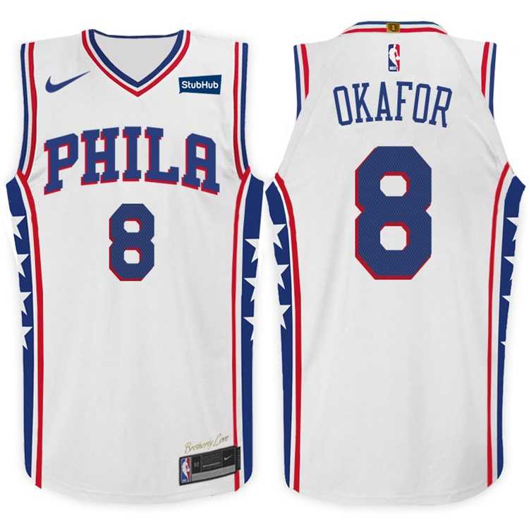Nike NBA Philadelphia 76ers #8 Jahlil Okafor Jersey 2017-18 New Season White Jersey