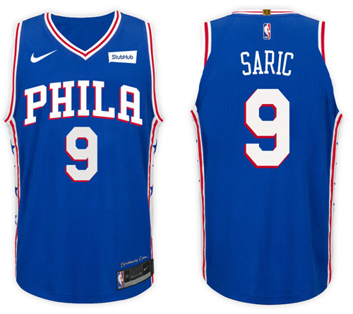 Nike NBA Philadelphia 76ers #9 Dario Saric Jersey 2017-18 New Season Blue Jersey